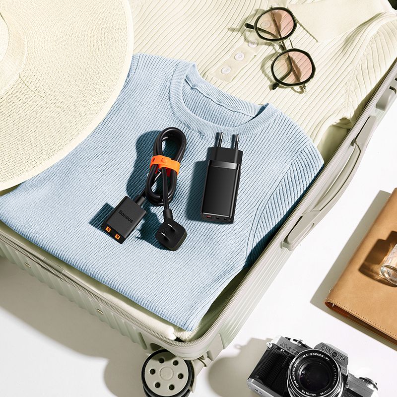 Мережевий зарядний пристрій з кабелем Baseus GaN5 Pro Fast Charger 2C+U 65W  EU  Black(Baseus Xiaobai charging Cable Type-C  to Type-C 100W)