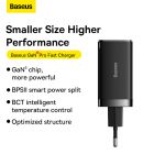 Мережевий зарядний пристрій з кабелем Baseus GaN5 Pro Fast Charger 2C+U 65W  EU  Black(Baseus Xiaobai charging Cable Type-C  to Type-C 100W)