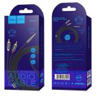 Аудіокабель HOCO UPA10 3.5mm male to double lotus RCA, TPE, 1.5m, Metal Gray