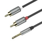 Аудіокабель HOCO UPA10 3.5mm male to double lotus RCA, TPE, 1.5m, Metal Gray