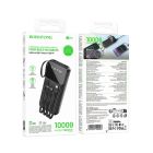 Зовнішній акумулятор BOROFONE BJ76 Smart power bank with 4 cables(10000mAh) Black