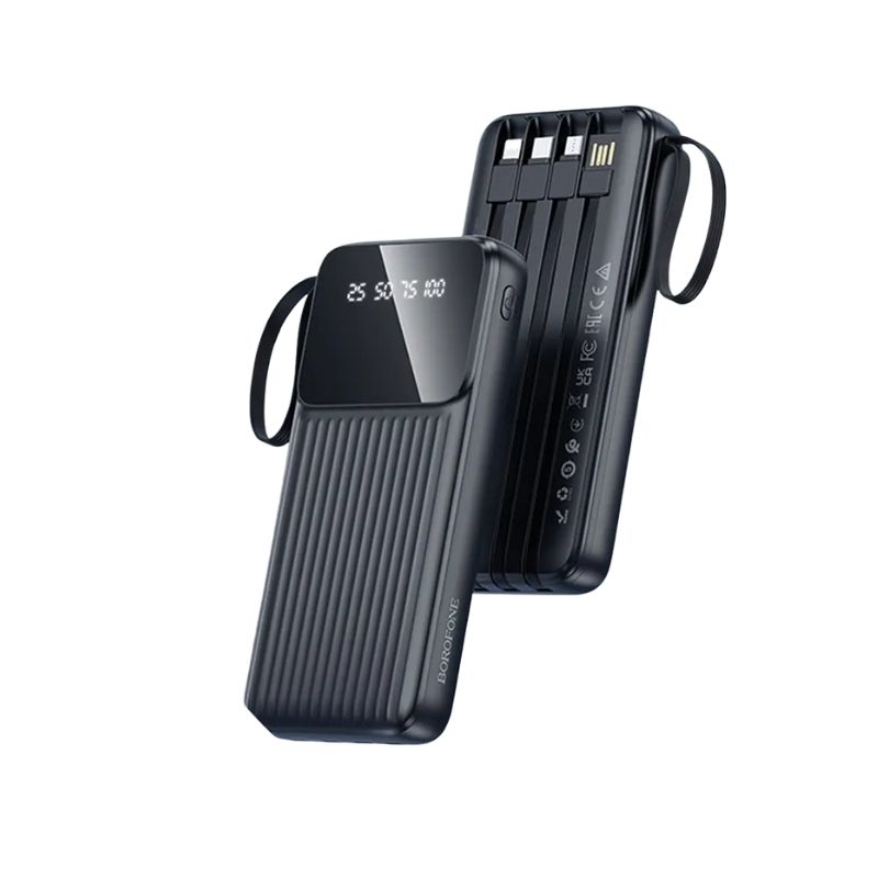 Зовнішній акумулятор BOROFONE BJ76 Smart power bank with 4 cables(10000mAh) Black