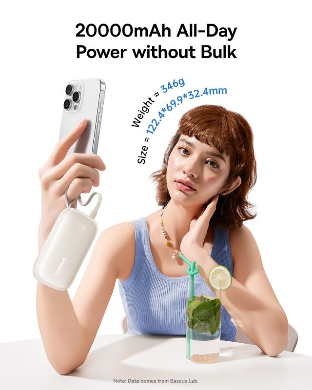 Зовнішній акумулятор Baseus EnerFill FC21 Qpow 3 Ultra Digital Display Power Bank with Detachable Cable 20000mAh 22.5W Cosmic Black