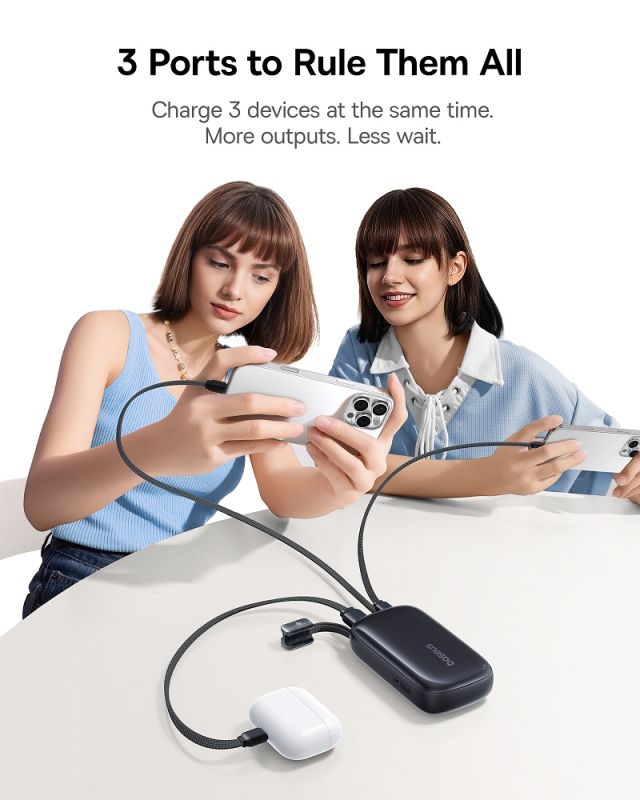 Зовнішній акумулятор Baseus EnerFill FC21 Qpow 3 Ultra Digital Display Power Bank with Detachable Cable 20000mAh 22.5W Cosmic Black