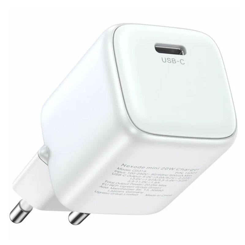 Мережевий зарядний пристрій UGREEN 20W USB-C GaN Fast Charger EU