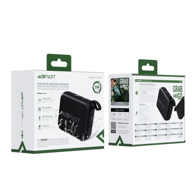 Портативна колонка ACEFAST K4 Go portable wireless speaker 5W, IPX7, Black