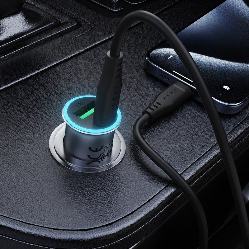 Автомобільний зарядний пристрій ACEFAST B16 95W (USB-A+USB-C) dual port metal car charger set (P5) Metal Gray