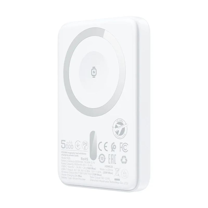 Зовнішній акумулятор ACEFAST M25-5000 PD20W magnetic fast wireless charging power bank White