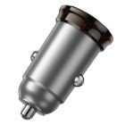 Автомобільний зарядний пристрій HOCO NZ16A Rigorous 43W dual port PD25W+QC3.0 car charger Metal Grey