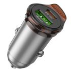 Автомобільний зарядний пристрій HOCO NZ16A Rigorous 43W dual port PD25W+QC3.0 car charger Metal Grey