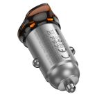 Автомобільний зарядний пристрій HOCO NZ16A Rigorous 43W dual port PD25W+QC3.0 car charger Metal Grey
