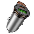 Автомобільний зарядний пристрій HOCO NZ16A Rigorous 43W dual port PD25W+QC3.0 car charger Metal Grey
