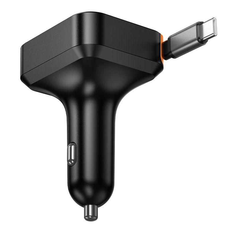 Автомобільний зарядний пристрій HOCONZ18 Guardian PD65W(2C1A) car charger with retractable cable Black