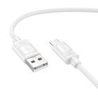 Кабель HOCO X122 Benefit silicone charging data cable Micro White