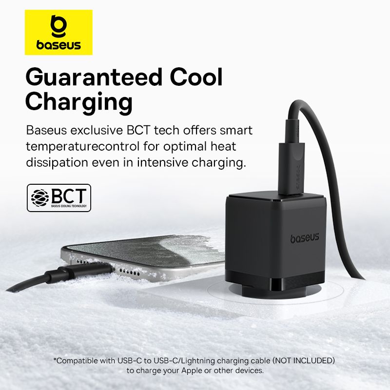 Мережевий зарядний пристрій з кабелем Baseus Palm Fast Charger 1C 20W EU Cosmic Black  set USB-C to iP 20W 1m