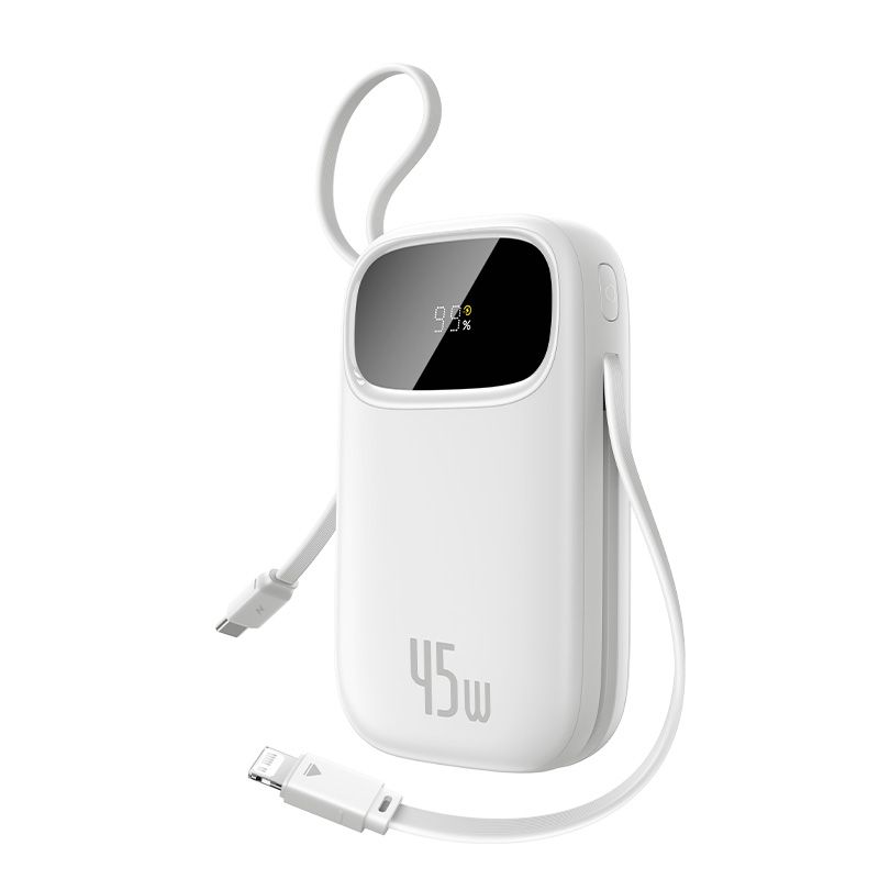 Зовнішній акумулятор Baseus EnerFill FC31 Qpow 3 Digital Display Power Bank with USB-C+iP Cables 20000mAh 45W Moon White