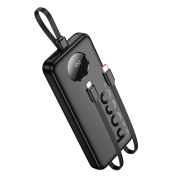 Зовнішній акумулятор HOCO J132 Sabio fully compatible power bank with 3 cables (10000mAh) Black