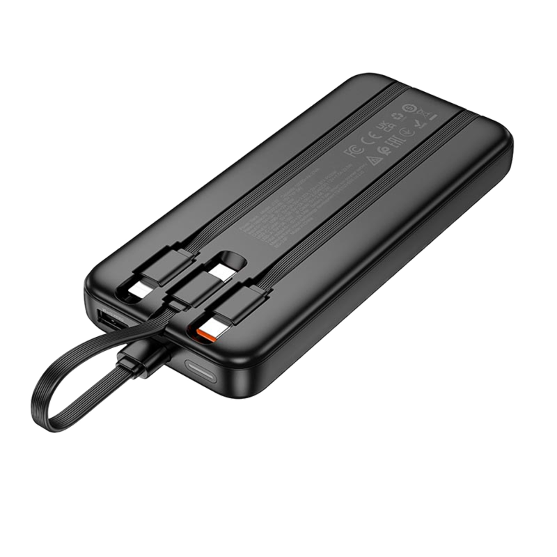 Зовнішній акумулятор HOCO J132 Sabio fully compatible power bank with 3 cables (10000mAh) Black