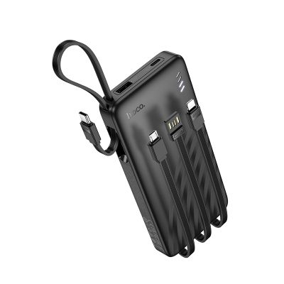 Зовнішній акумулятор HOCO J146 Night tide power bank with 4 cables (10000mAh) Black