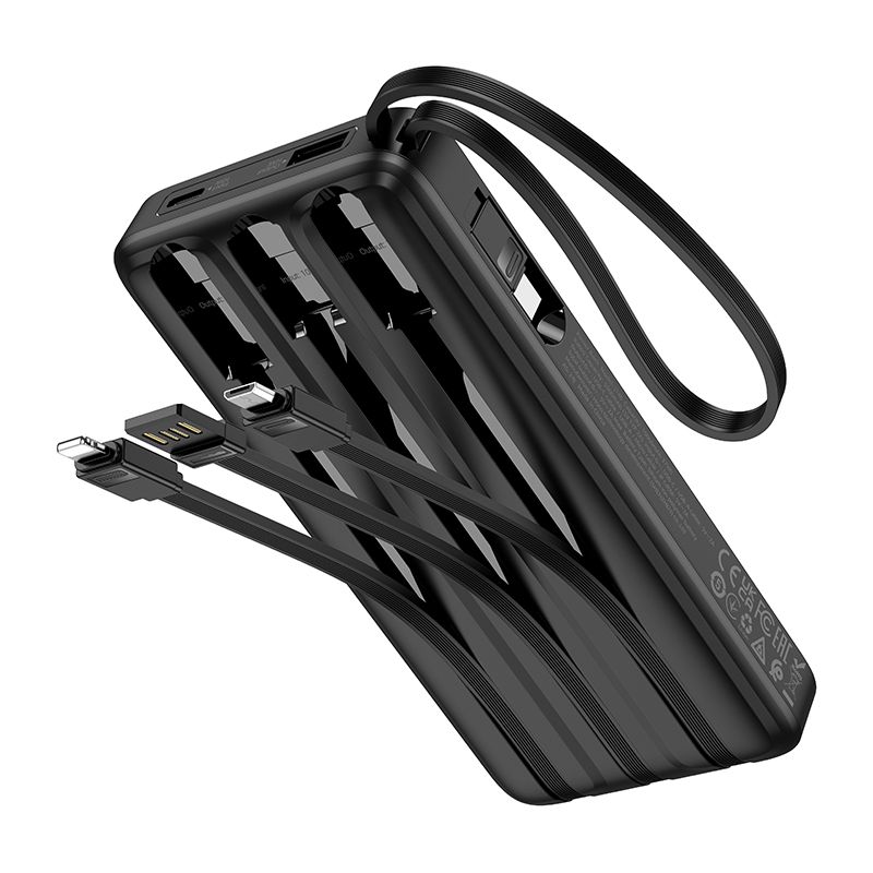 Зовнішній акумулятор HOCO J146 Night tide power bank with 4 cables (10000mAh) Black