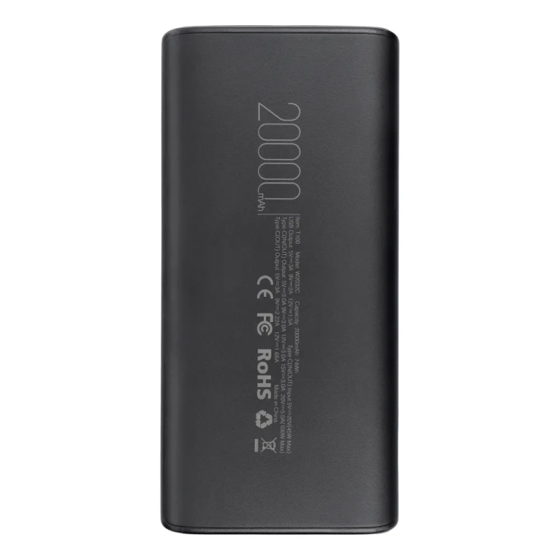 Зовнішній акумулятор VEGER 20000 mAh PD QC3.0 5A 100W T100 (W2032C-100) black
