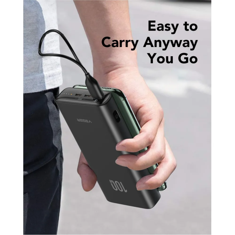 Зовнішній акумулятор VEGER 20000 mAh PD QC3.0 5A 100W T100 (W2032C-100) black