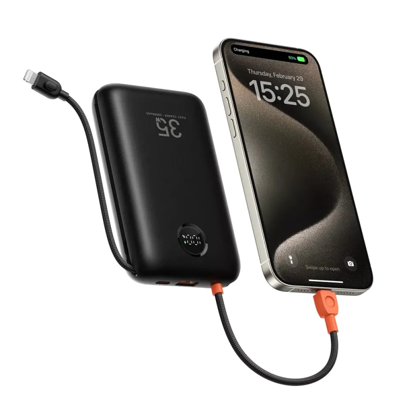 Зовнішній акумулятор VEGER 20000 mAh with built-in cables Type C / Lightning PD QC3.0 35W K2 (W2068) black