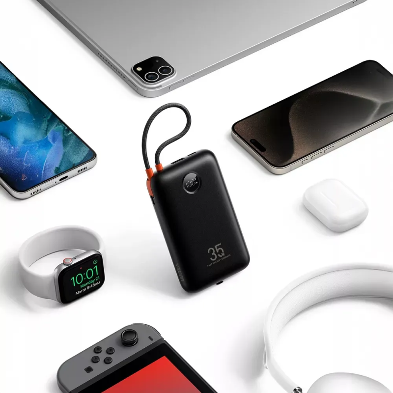 Зовнішній акумулятор VEGER 20000 mAh with built-in cables Type C / Lightning PD QC3.0 35W K2 (W2068) black