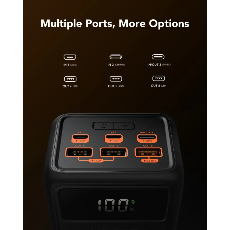 Зовнішній акумулятор VEGER 50000mAh 185Wh 3.7V With Built-in LED Flash