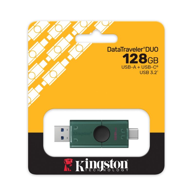 Флеш-накопичувач Kingston 128GB DataTraveler DuoG2 USB-A + USB-C 3.2 Gen1 Black/Green