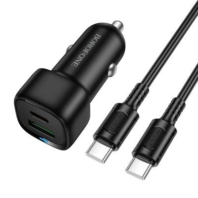 Автомобільний зарядний пристрій BOROFONE BZ34B Cloud PD38W(1C1A) car charger set(C to C) Black