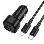 Автомобільний зарядний пристрій BOROFONE BZ34B Cloud PD38W(1C1A) car charger set(C to iP) Black