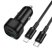 Автомобільний зарядний пристрій BOROFONE BZ34B Cloud PD38W(1C1A) car charger set(C to iP) Black