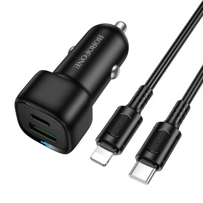 Автомобільний зарядний пристрій BOROFONE BZ34B Cloud PD38W(1C1A) car charger set(C to iP) Black