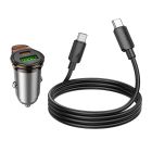 Автомобільний зарядний пристрій HOCO NZ16A Rigorous 43W dual port PD25W+QC3.0 car charger set(C to C) Metal Grey