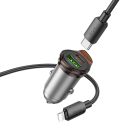 Автомобільний зарядний пристрій HOCO NZ16A Rigorous 43W dual port PD25W+QC3.0 car charger set(C to iP) Metal Grey