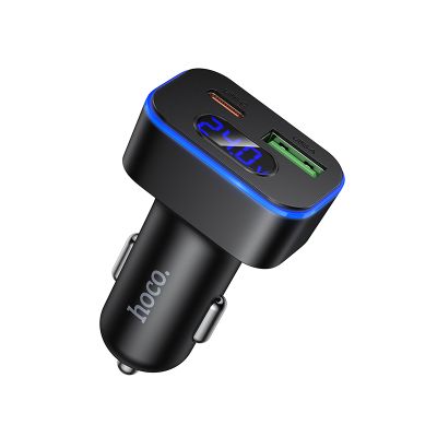 Автомобільний зарядний пристрій HOCO Z63B Barry 48W dual port PD30W+QC3.0 digital display car charger