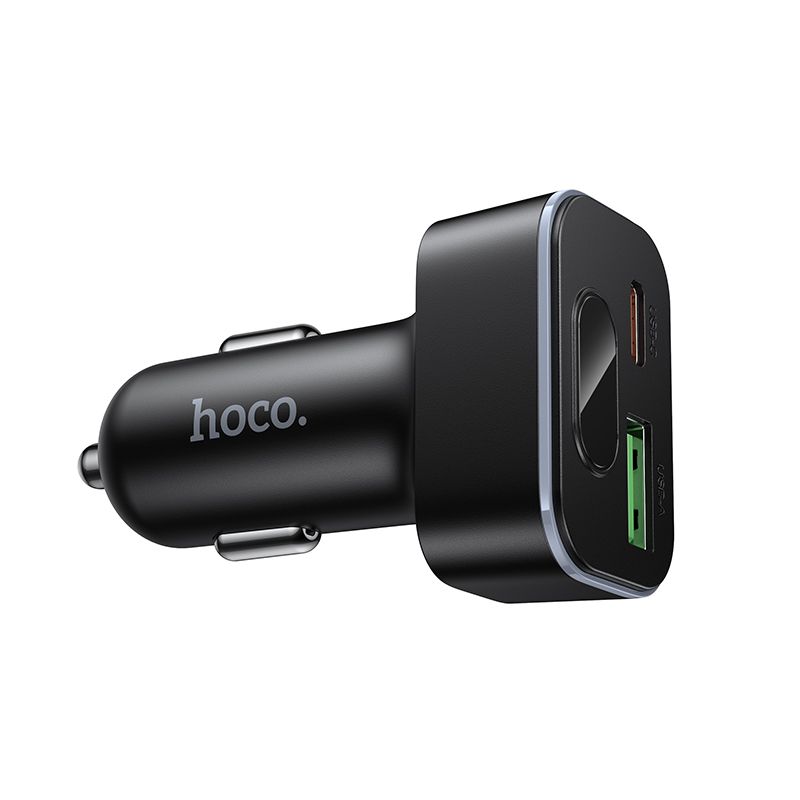 Автомобільний зарядний пристрій HOCO Z63B Barry 48W dual port PD30W+QC3.0 digital display car charger