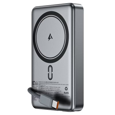 Зовнішній акумулятор ACEFAST M18-10000 PD20W/22.5W magnetic fast charging power bank with built-in cable Black
