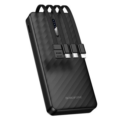 Зовнішній акумулятор BOROFONE BJ84 Smooth power bank with four cables(10000mAh) Black