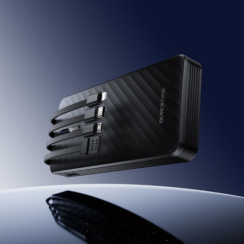 Зовнішній акумулятор BOROFONE BJ84 Smooth power bank with four cables(10000mAh) Black