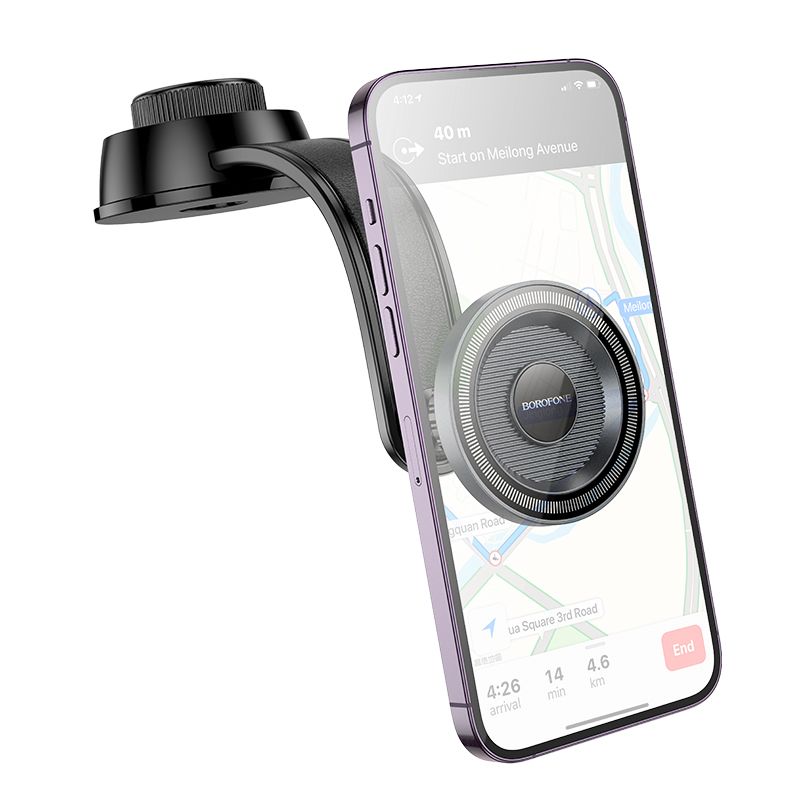 Автотримач для телефона BOROFONE BH123 Profit magnetic car holder(center console) black metal gray