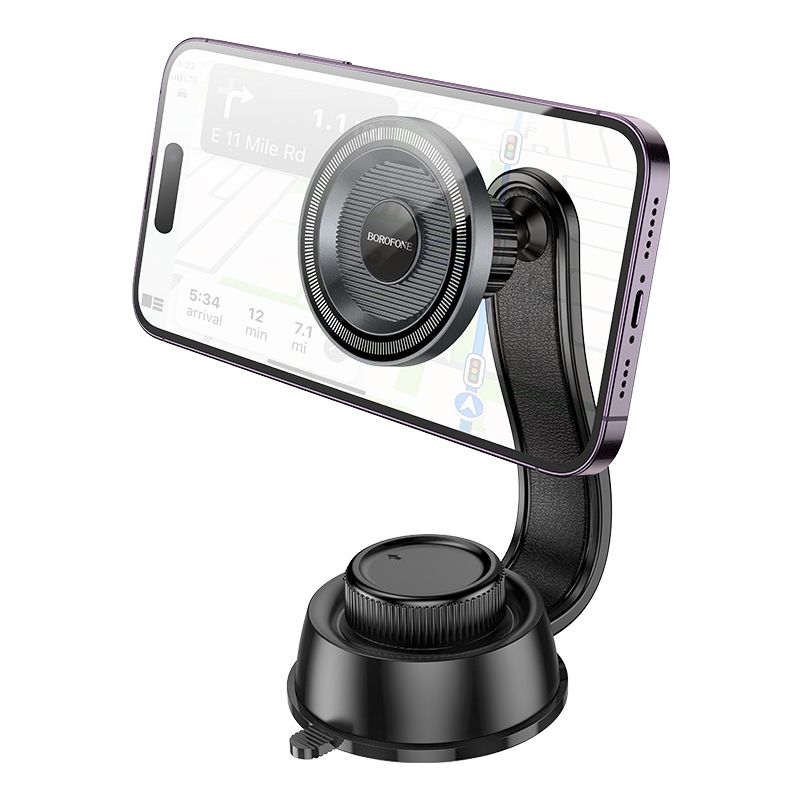 Автотримач для телефона BOROFONE BH123 Profit magnetic car holder(center console) black metal gray