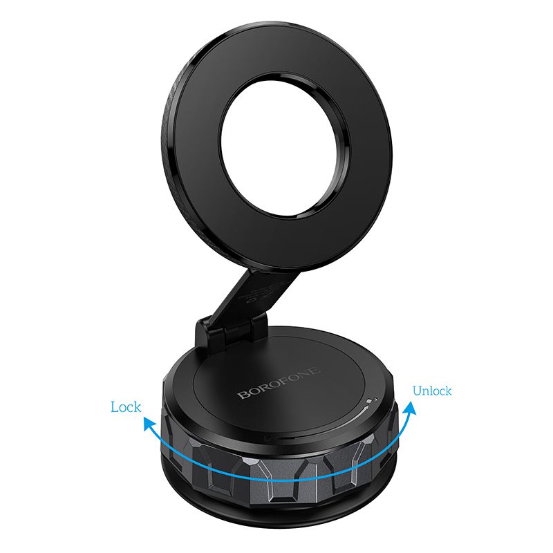 Автотримач для телефона BOROFONE BH140 Gloria vacuum suction cup magnetic ring holder(multi-scene) black metal gray