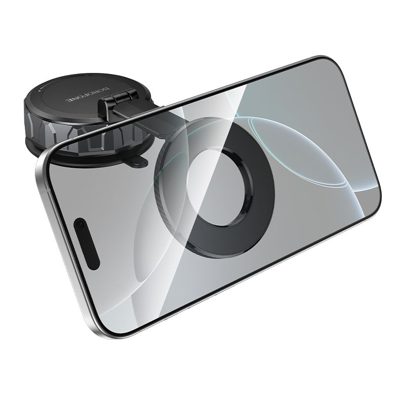 Автотримач для телефона BOROFONE BH140 Gloria vacuum suction cup magnetic ring holder(multi-scene) black metal gray