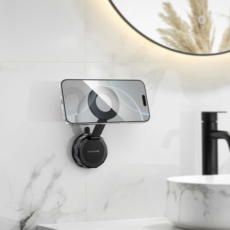 Автотримач для телефона BOROFONE BH140 Gloria vacuum suction cup magnetic ring holder(multi-scene) black metal gray