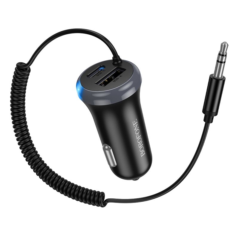 Bluetooth-ресивер BOROFONE BC64 Contento dual-port car BT receiver with built-in cable Black