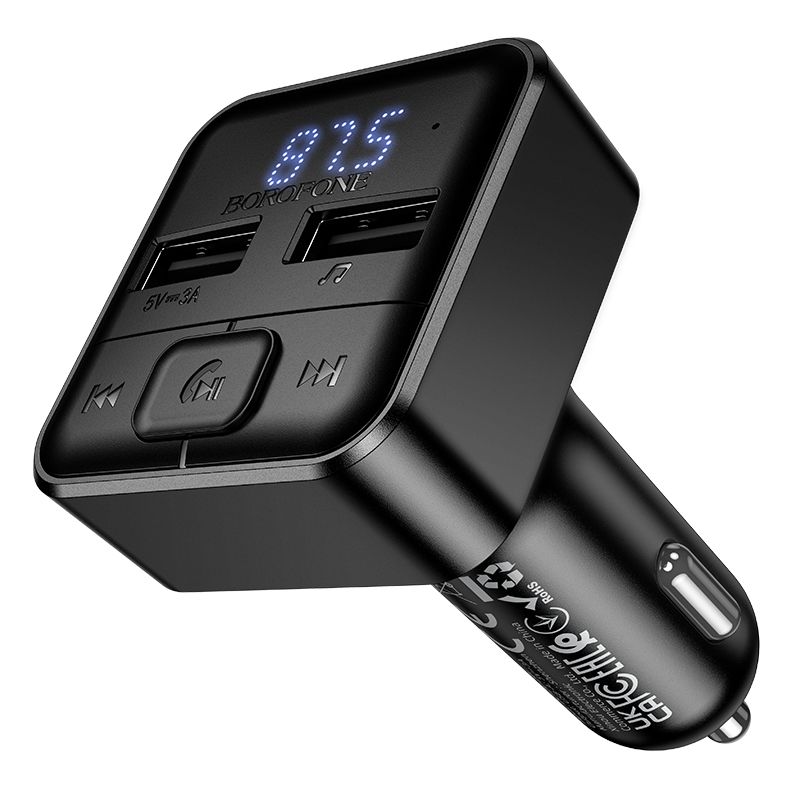 АЗП з FM-модулятором BOROFONE BC63 Selecto car BT FM transmitter Black
