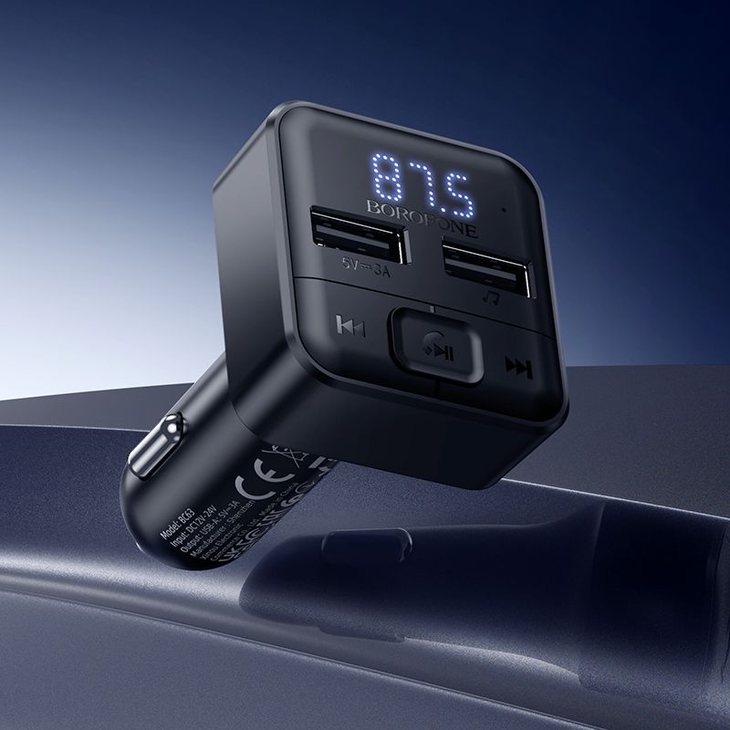 АЗП з FM-модулятором BOROFONE BC63 Selecto car BT FM transmitter Black