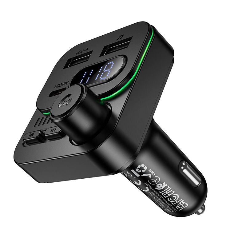 АЗП з FM-модулятором BOROFONE BC61 Ocean 45W(1A1C) car BT FM transmitter Black